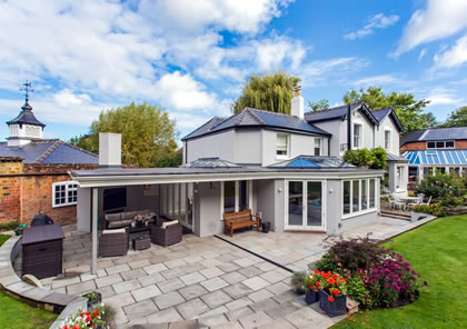 Orangery and roof lanterns with verandah in Surrey